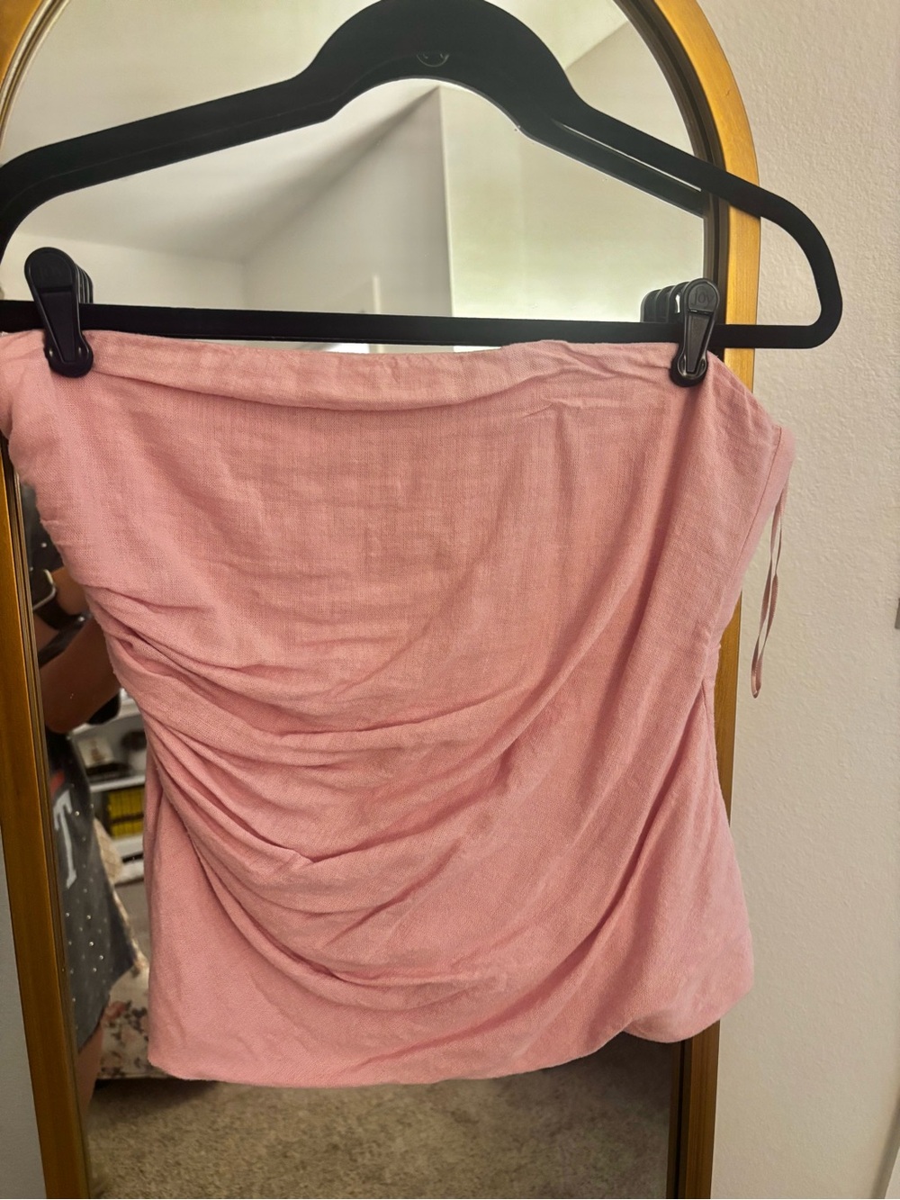 Strapless pale Pink Ruched linen tube top from Abercrombie